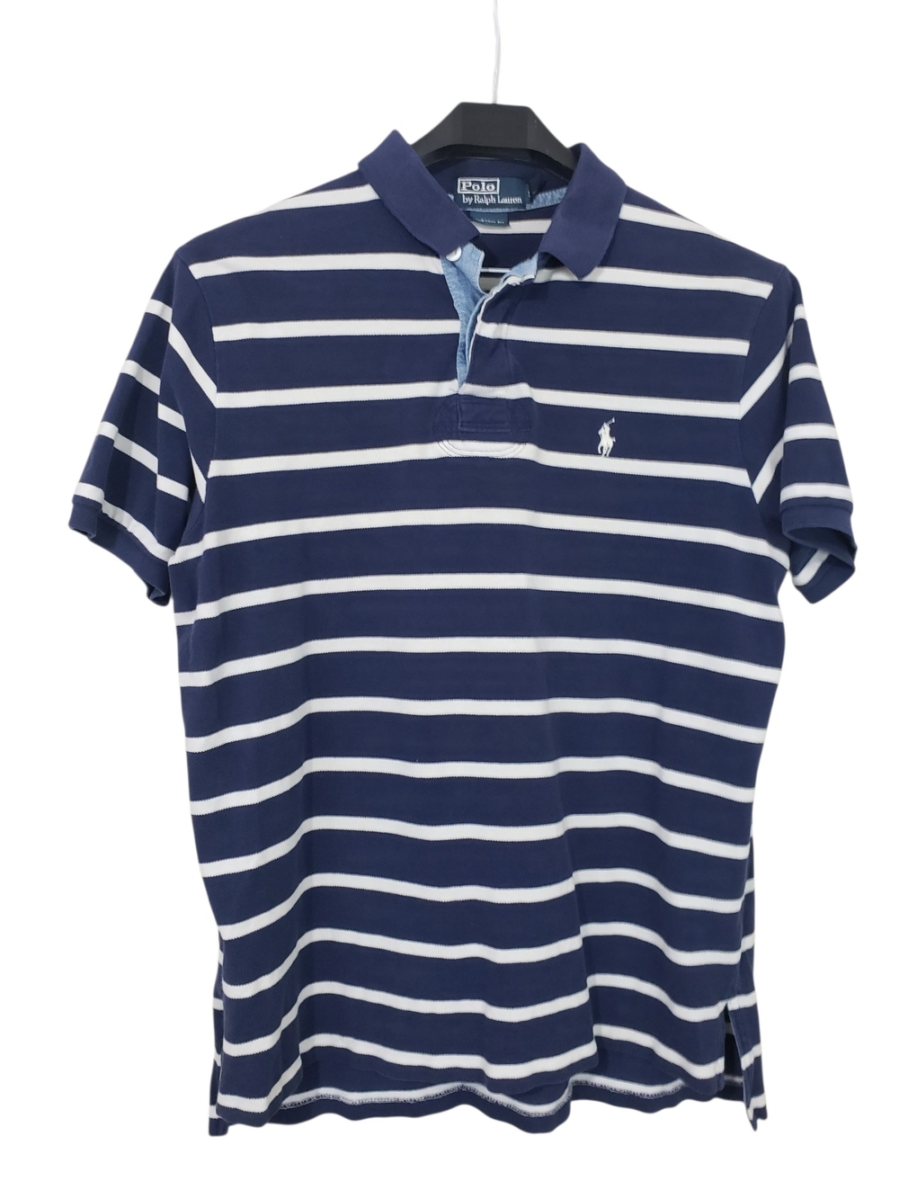 Polo Ralph Lauren Navy & White Custom Fit Striped Men's Polo Shirt Size XL